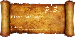 Plesz Sándor névjegykártya